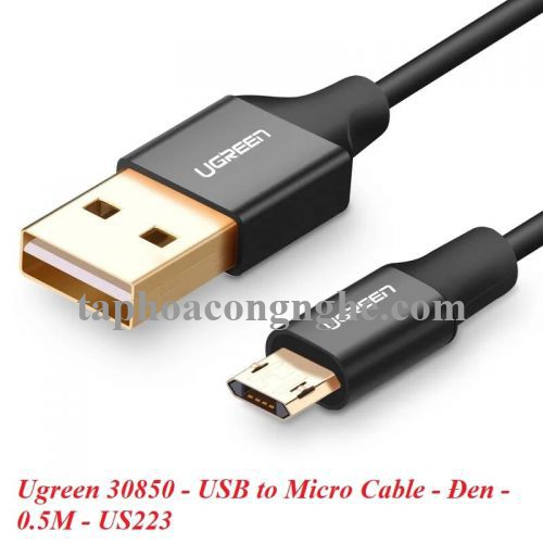 Ugreen 30850 0.5M màu Đen Cáp sạc truyền dữ liệu USB 2.0 sang MICRO USB dây bọc nhựa PVC US223 30030850